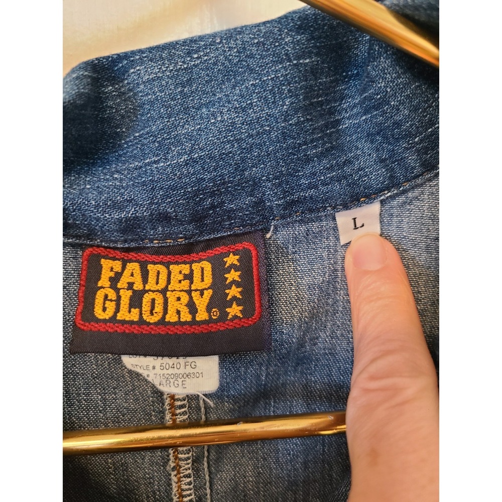 Vtg 90s Y2K Faded Glory Denim Jean 1/2 Zipper Jumper Dress Size Large Minimalist - Picture 3 of 9